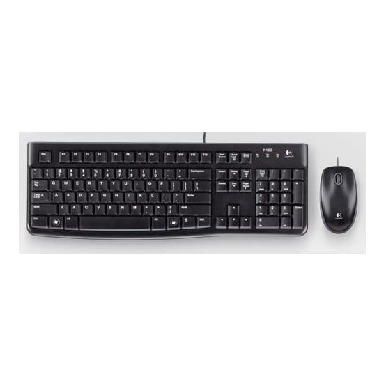 Logitech Desktop MK120, Wired, USB, QWERTY, Black, Mouse included