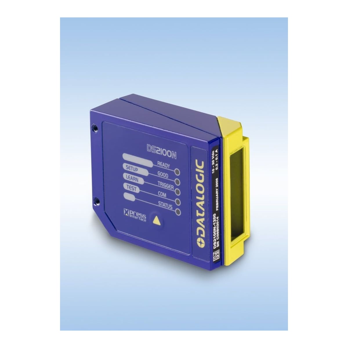 Datalogic DS2100N-2204, 30 cm, 1000 reads/s, Code2/5, Code39, Code93, Code128, EAN/UPC, EAN128, Codabar, Pharmacode, ISBN128 , RS-232, RS-485, Blue, Yellow, IP65