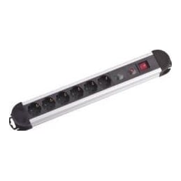 Mcab M-Cab POW0001, 2 m, Indoor, Type F, Black, Silver, 6 AC outlet(s), Black