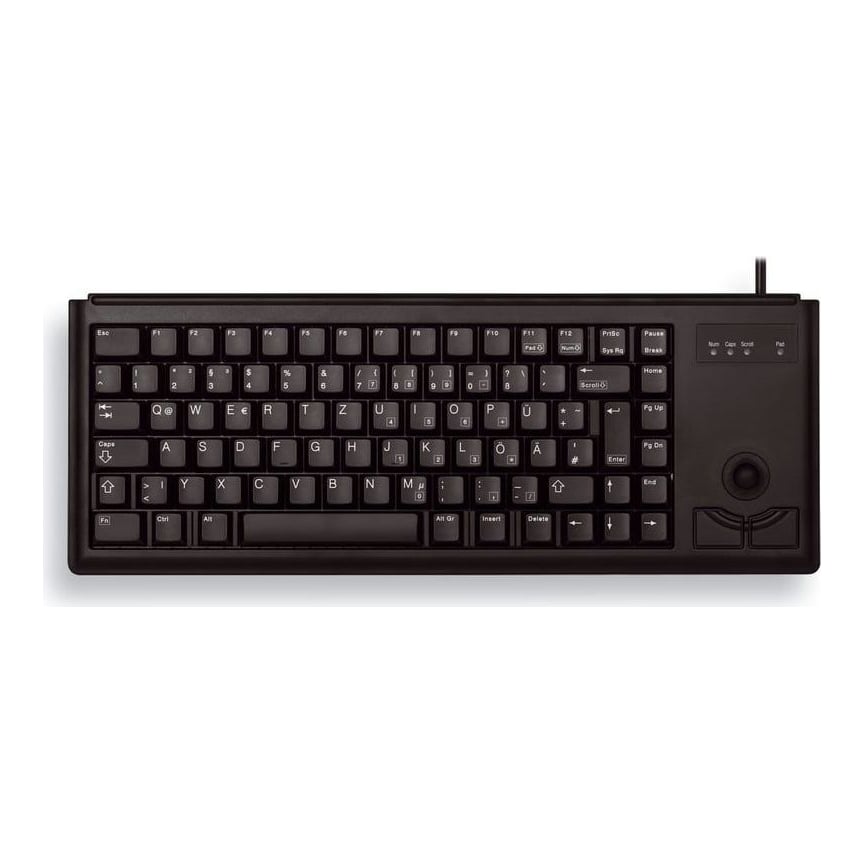 CHERRY G84-4400 TRACKBALL KEYBOARD Corded,PS2, Black, (QWERTY - UK), Full-size (100%), Wired, PS/2, QWERTY, Black