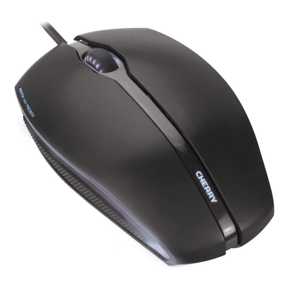 CHERRY GENTIX CORDED ILLUMINATED MOUSE, Black, USB, Ambidextrous, Optical, USB Type-A, 1000 DPI, Black