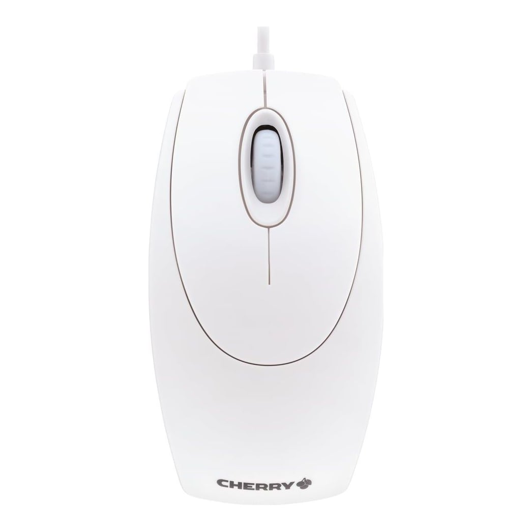 CHERRY WHEELMOUSE OPTICAL Corded Mouse, Pale Grey, PS2/USB, Ambidextrous, Optical, USB Type-A, 1000 DPI, White