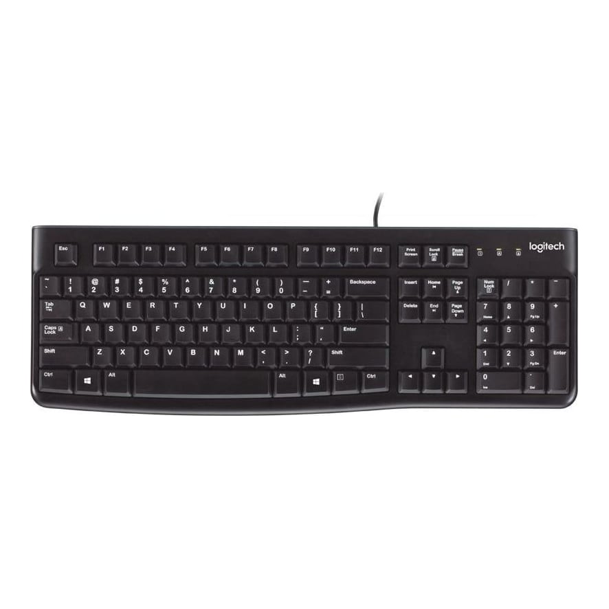 Logitech Keyboard K120 for Business, Full-size (100%), Wired, USB, QWERTY, Black