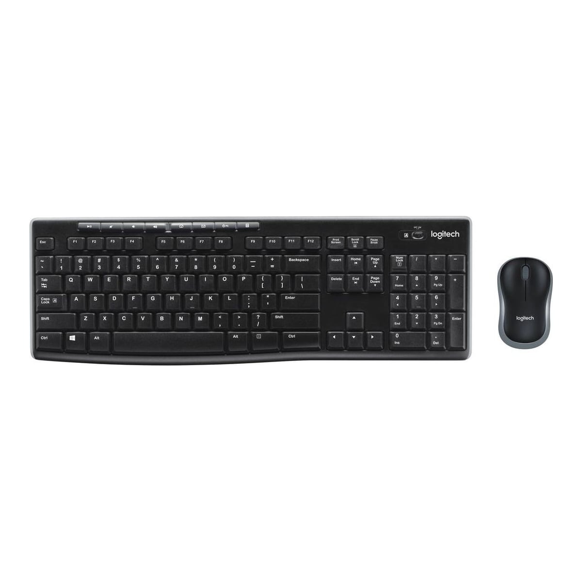 Logitech Wireless Combo MK270, Full-size (100%), Wireless, RF Wireless, QWERTY, Black, Mouse included