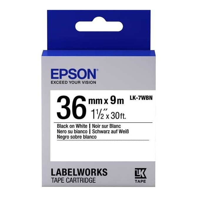 Epson Label Cartridge Standard LK-7WBN Black/White 36mm (9m), Black on white, Japan, LabelWorks LW-1000P LabelWorks LW-900P, 3.6 cm, 9 m, 1 pc(s)