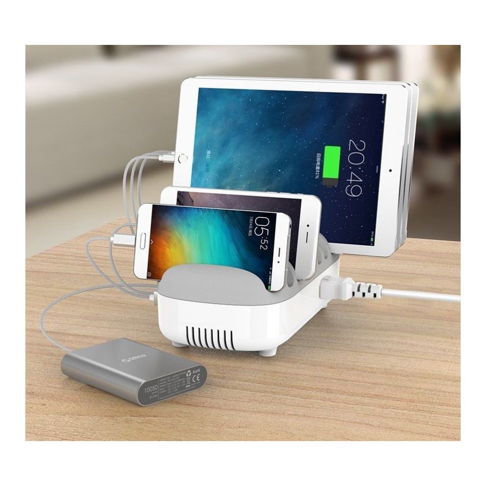 Compulocks 10 Ports USB Charging Dock Station With EU Plug, Freestanding, White, Contact, 2.4 A, 100 - 240 V, 2 A