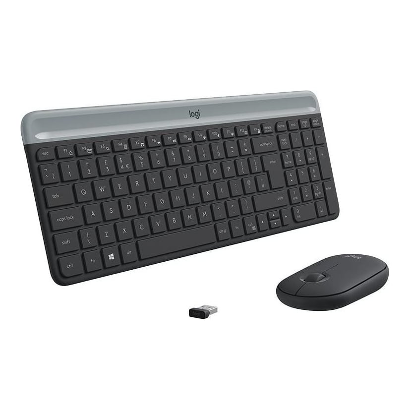 Logitech Slim Wireless Combo MK470, Full-size (100%), Wireless, RF Wireless, QWERTZ, Graphite, Mouse included
