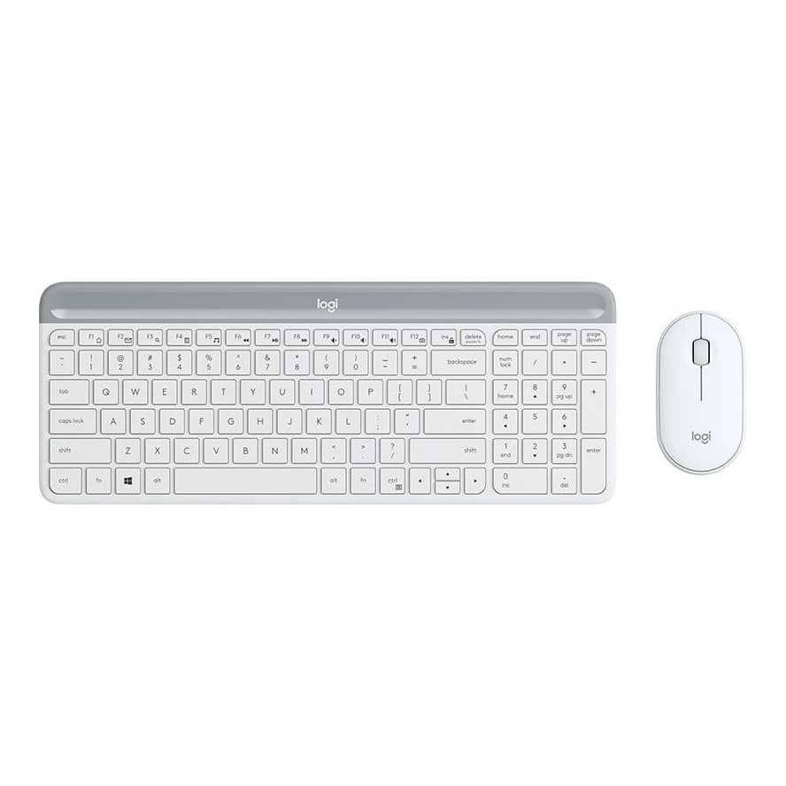 Logitech Slim Wireless Combo MK470, Full-size (100%), Wireless, RF Wireless, QWERTZ, White, Mouse included