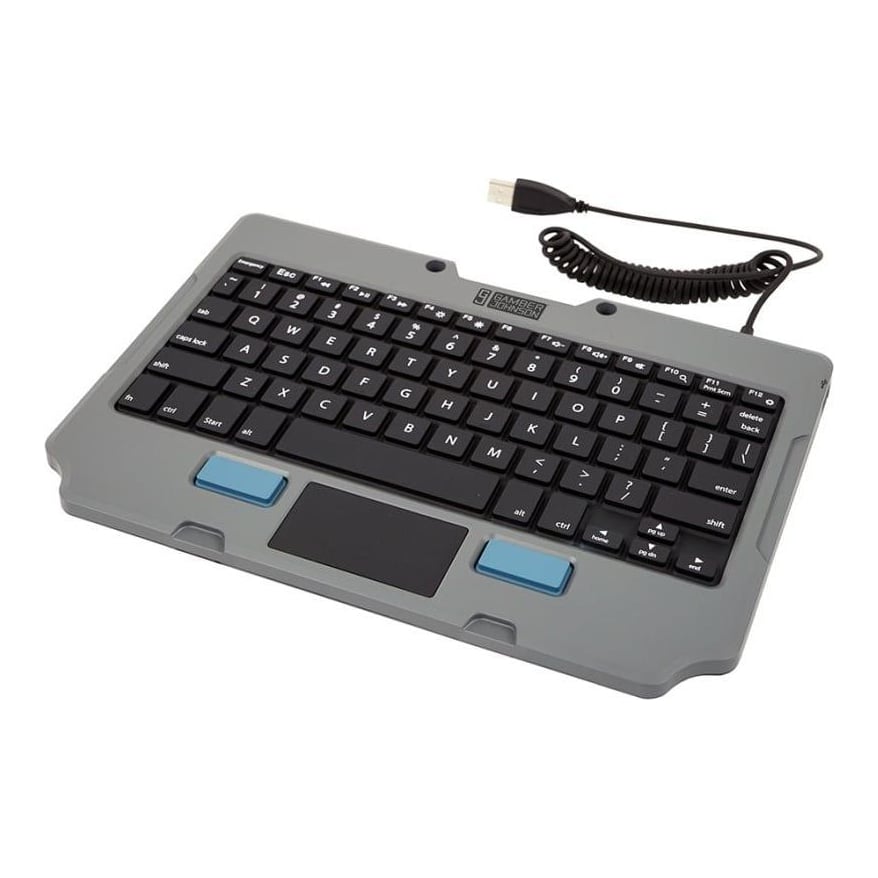 Gamber-Johnson 7160-1449-00, QWERTY, US English, Touchpad, Gamber Johnson, Black, Grey, Polycarbonate (PC), Rubber
