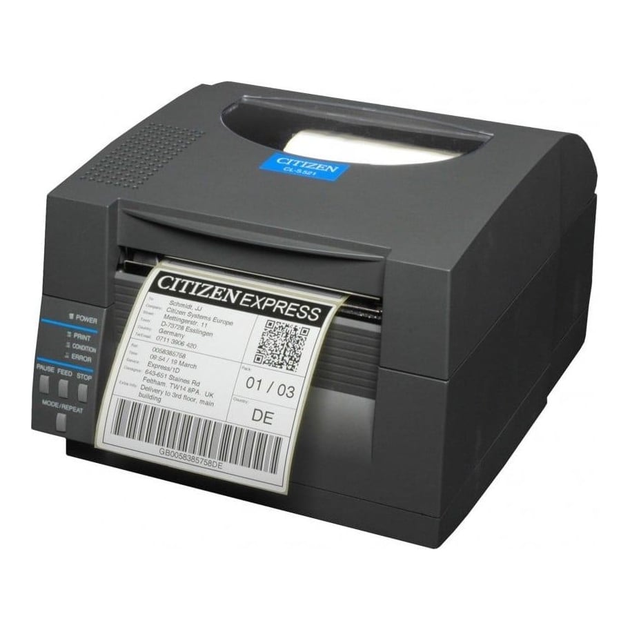 Citizen CL-S521II, Direct thermal, 203 x 203 DPI, 150 mm/sec, Wired, Black