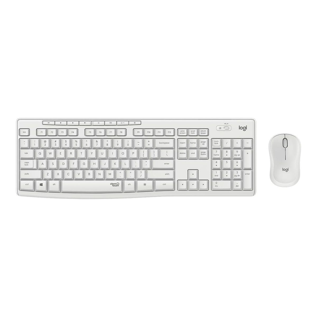 Logitech MK295 Silent Wireless Combo, Full-size (100%), Wired, RF Wireless, QWERTZ, White, Mouse included