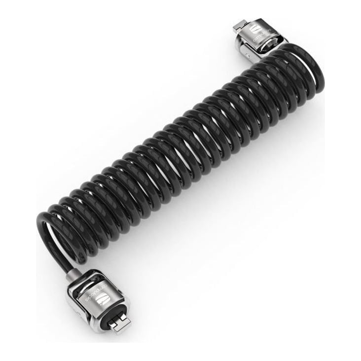 Compulocks Dual Head Coiled T-bar Security Keyed Cable Lock, 2 Keys, Galvanized steel, Black