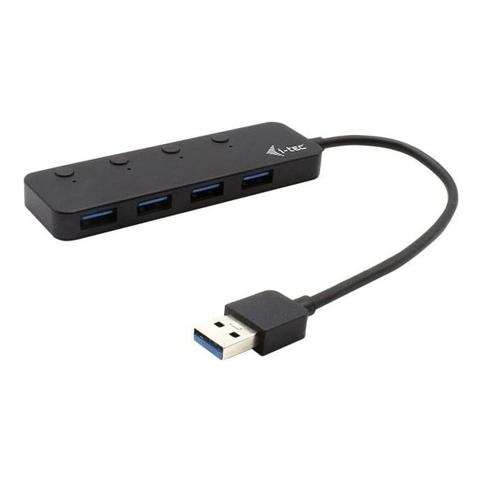 i-tec USB 3.0 Metal HUB 4 Port with individual On/Off Switches, USB 3.2 Gen 1 (3.1 Gen 1) Type-A, USB 3.2 Gen 1 (3.1 Gen 1) Type-A, 5 Mbit/s, Black, Plastic, USB