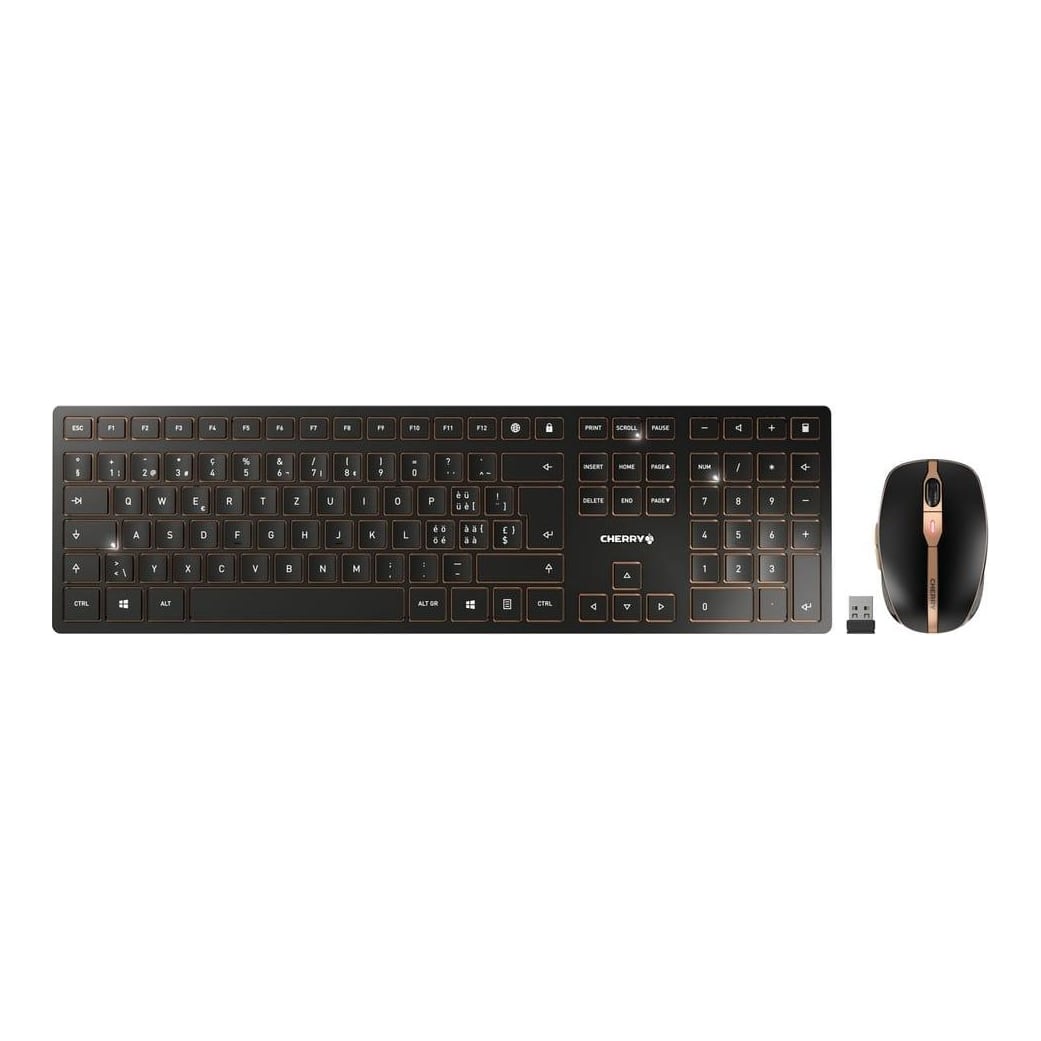 CHERRY DW 9100 SLIM, Wireless, RF Wireless + Bluetooth, QWERTZ, Black, Mouse included