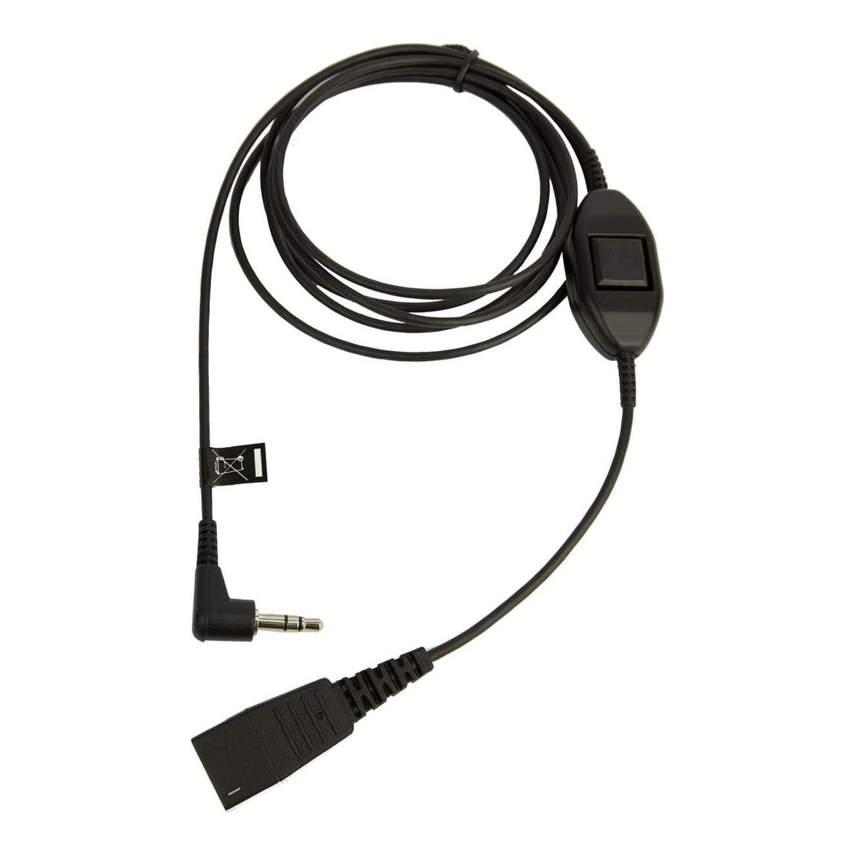 Jabra QD to 3.5mm w. Answer Button for Alcatel, QD, Male, 3.5mm, Male, 0.5 m, Black