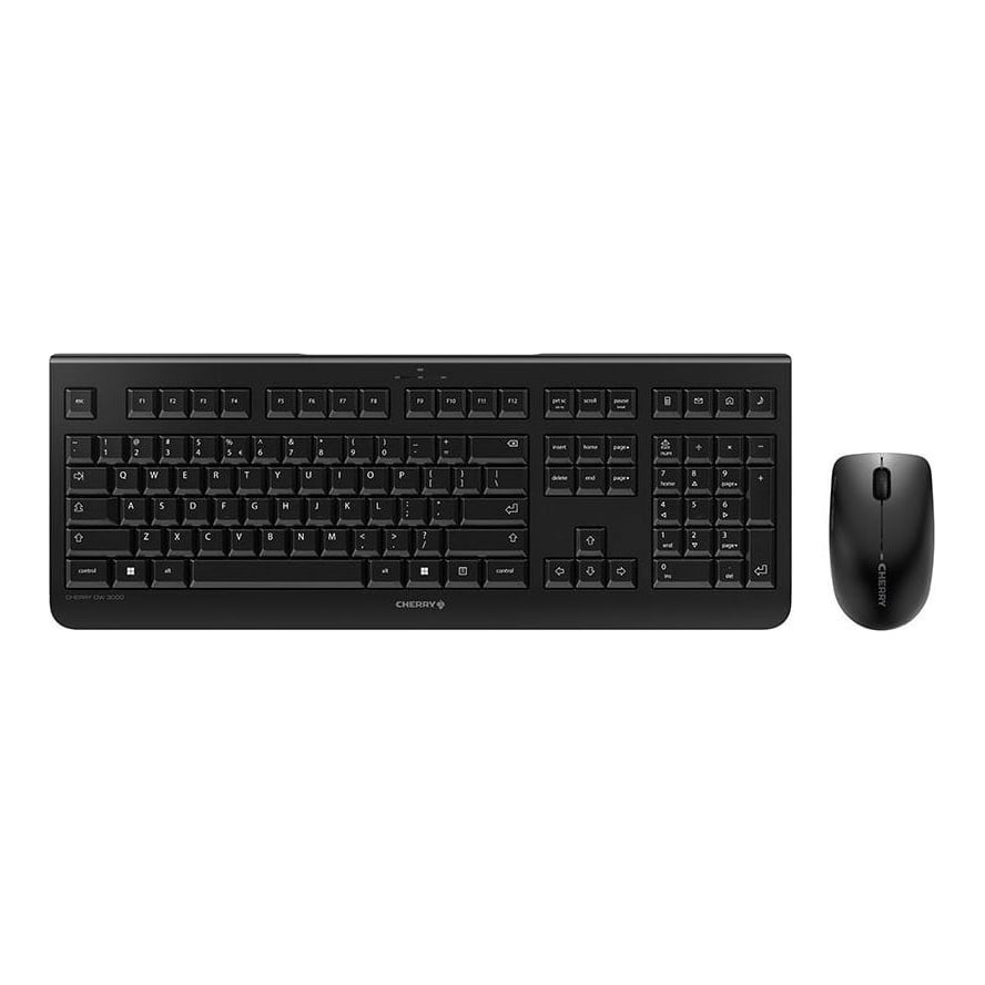 CHERRY DW 3000, Full-size (100%), Wireless, RF Wireless, QWERTY, Black, Mouse included
