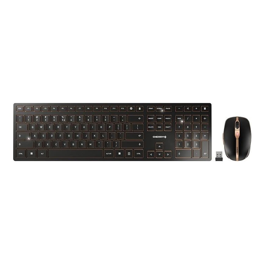 CHERRY DW 9100 SLIM, Wireless, RF Wireless + Bluetooth, QWERTY, Black, Mouse included