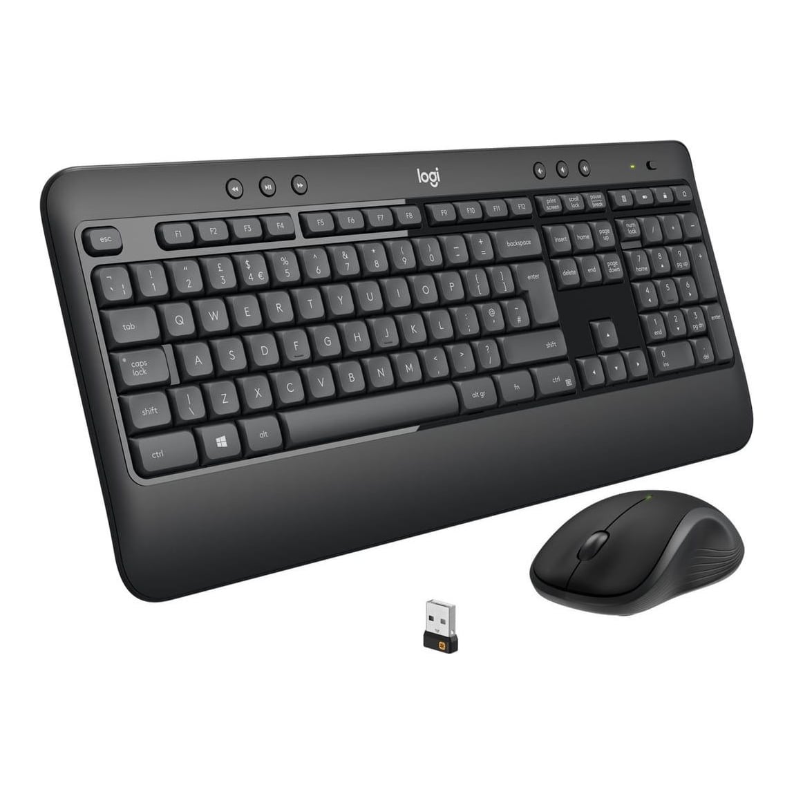 Logitech MK540 Advanced, Wireless, RF Wireless, Membrane, QWERTY, Black, White, Mouse included