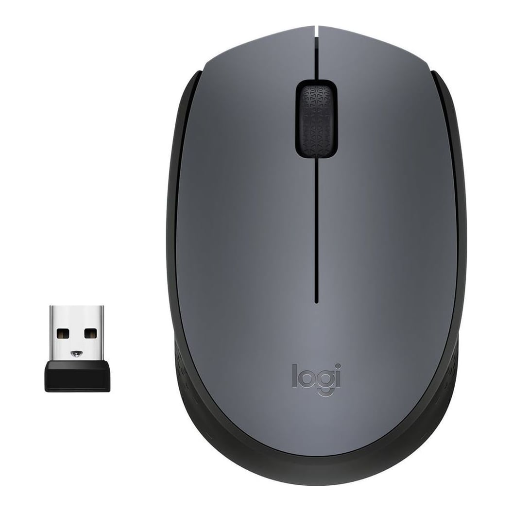 Logitech M170 Wireless Mouse, Ambidextrous, Optical, RF Wireless, 1000 DPI, Grey