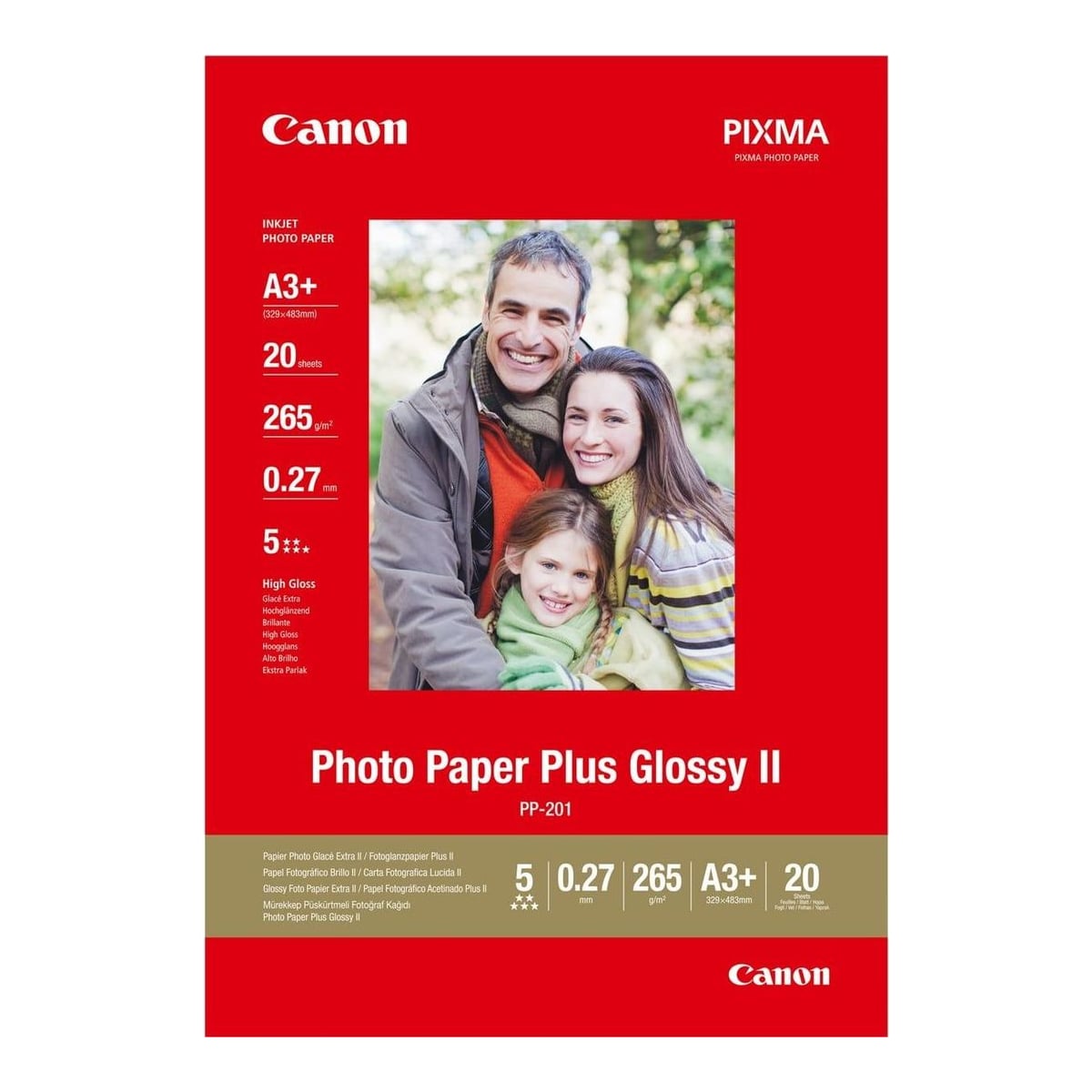 Canon PP-201 Glossy II Photo Paper Plus A3 Plus - 20 Sheets, 260 g/m², A3