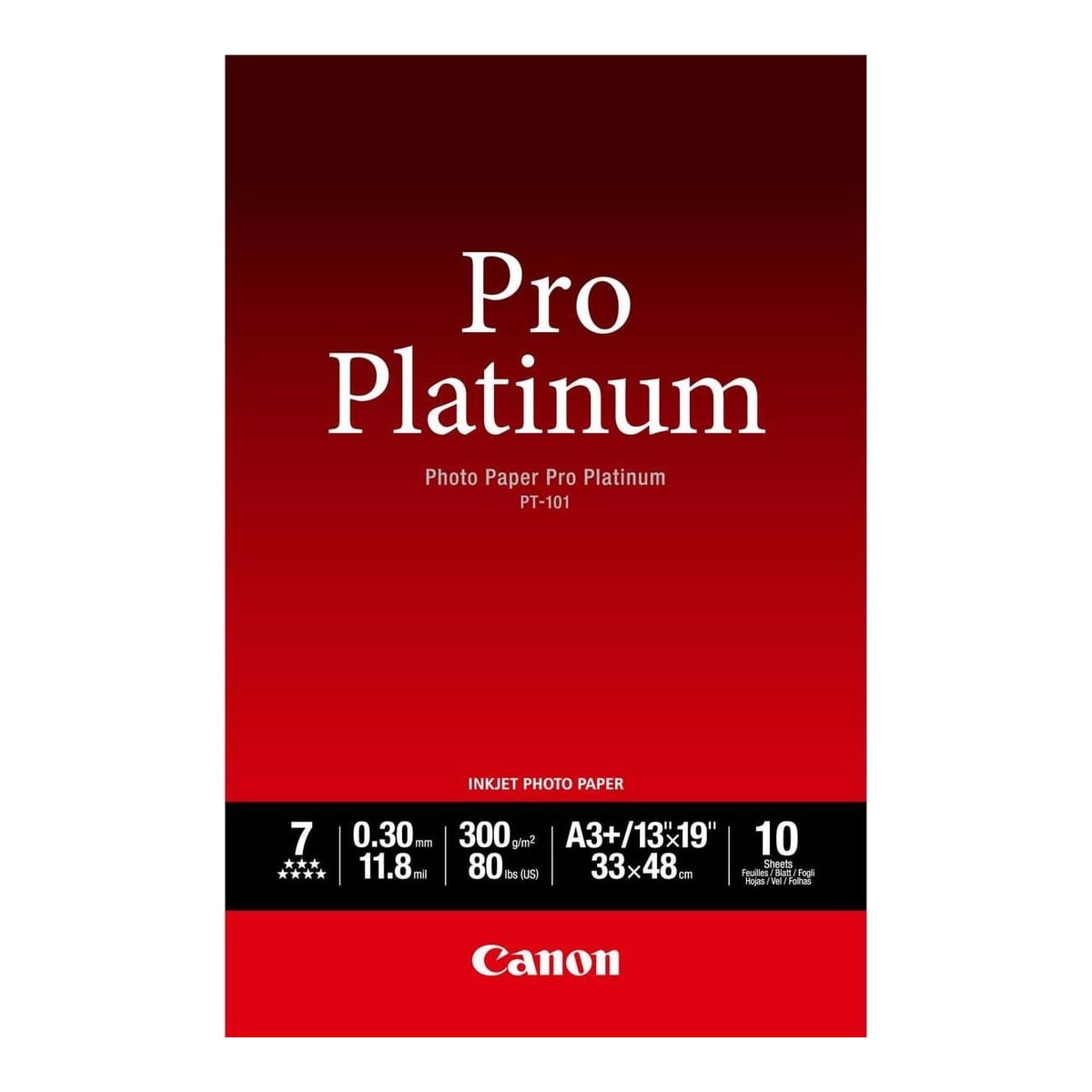 Canon PT-101 Pro Platinum Photo Paper A3 Plus - 10 Sheets, A3+, 10 sheets, 330 mm, 480 mm, 300 g