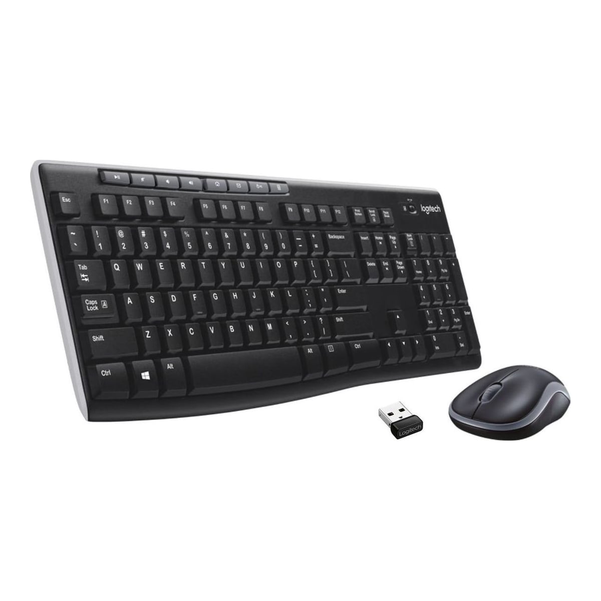 Logitech Wireless Combo MK270, Full-size (100%), Wireless, RF Wireless, QWERTY, Black, Mouse included