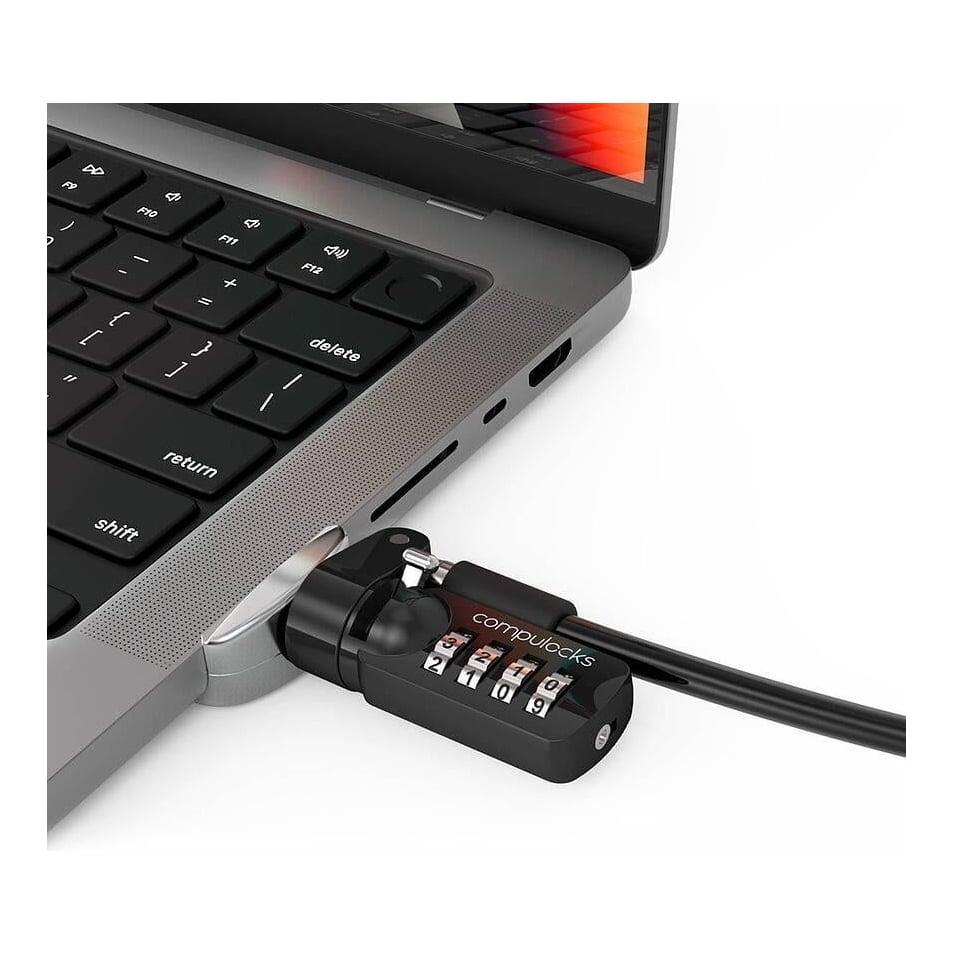 Compulocks Ledge Adapter for MacBook Pro 14-inch (M1/M2/M3/M4/M5) with Combination Cable Lock, Latch, Silver