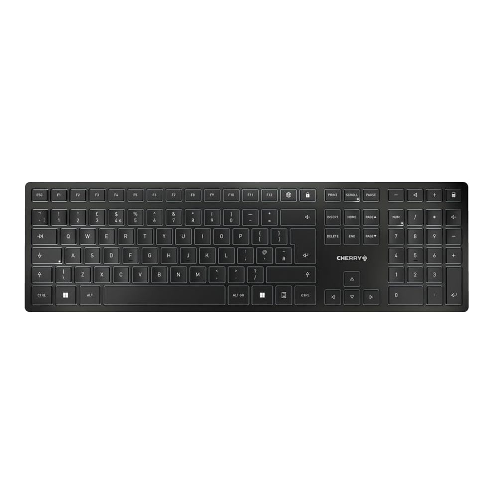 CHERRY KW 9100 SLIM, Wireless, RF Wireless + Bluetooth, QWERTY, Black