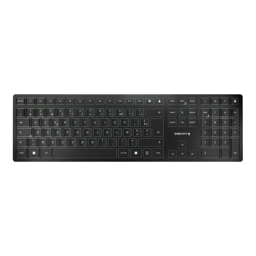 CHERRY KW 9100 SLIM, Wireless, RF Wireless + Bluetooth, AZERTY, Black
