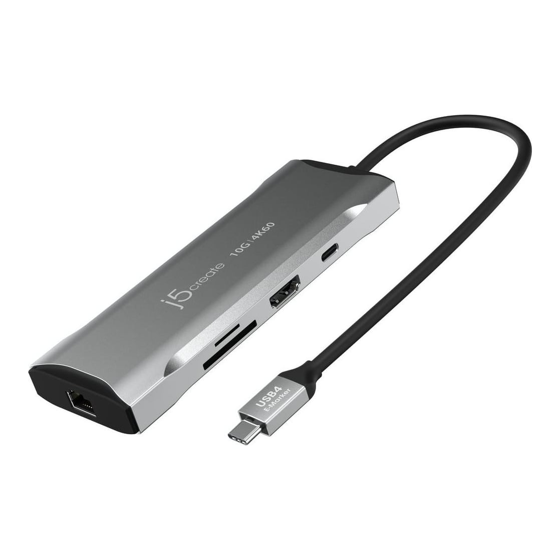 j5create JCD393 4K60 Elite USB-C® 10Gbps Mini Dock, Space Grey, Wired, USB 3.2 Gen 1 (3.1 Gen 1) Type-C, 100 W, 10,100,1000 Mbit/s, Grey, Space Grey