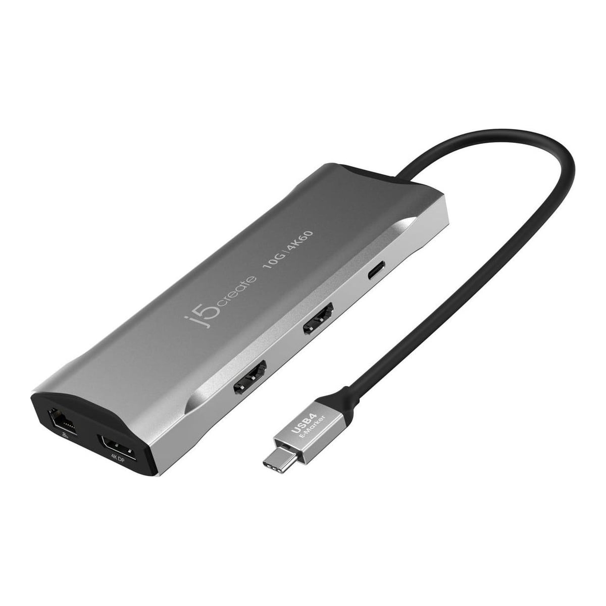j5create JCD397-N 4K60 Elite USB-C® Multi-Monitor Mini Dock, Wired, USB 3.2 Gen 1 (3.1 Gen 1) Type-C, 100 W, 1.4a, 10,100,1000 Mbit/s, Grey