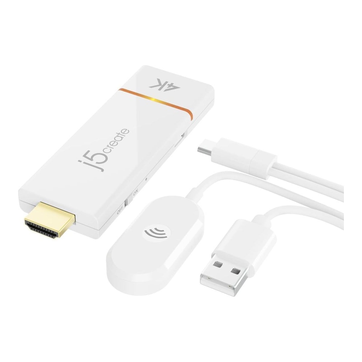 j5create ScreenCast 4k Wireless Display Adapter Receiver - Mirrors Phone, Tablet, Laptop to HDTV - Compatible with MiraCast, AirPlay, Android, Windows 10 PC, iOS, iPhone, Tablet (JVAW76), 720p, 1080p, 2160p, White, 0 - 40 °C, -20 - 50 °C, 0 - 85%, 0 - 85%