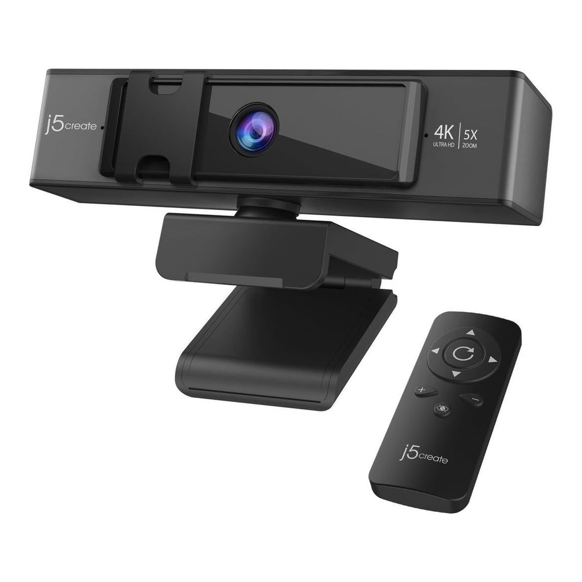 j5create JVCU435 USB™ 4K Ultra HD Webcam with 5x Digital Zoom Remote Control, 3840 x 2160 Video Capture Resolution, Black and Silver, 8.29 MP, 3840 x 2160 pixels, Full HD, 30 fps, 640x480@30fps, 1280x720@30fps, 2560x1440@30fps, 3840x2160@30fps, 720p, 1080p, 1440p, 2160p