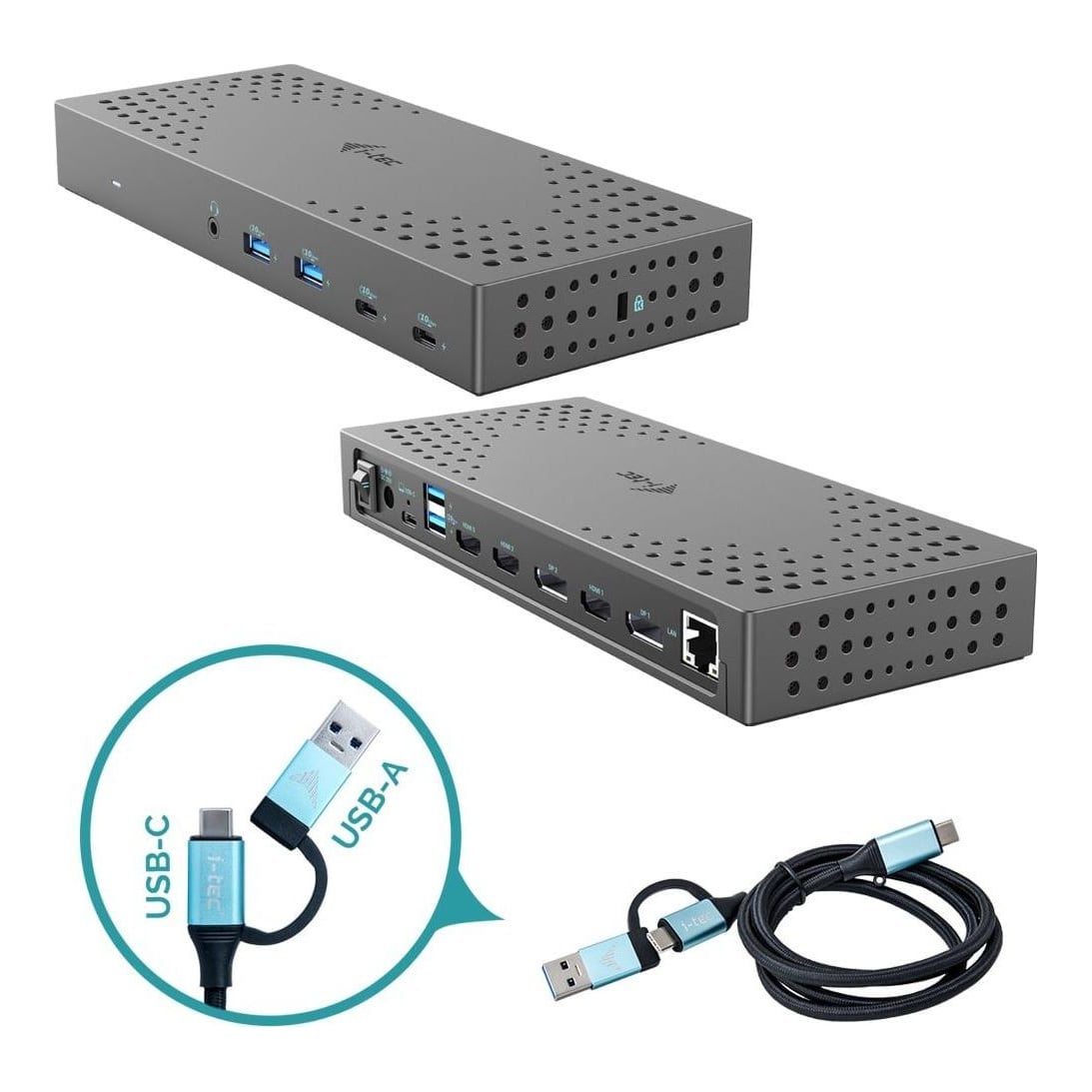 i-tec USB 3.0 / USB-C / Thunderbolt, 3x 4K Docking Station Gen 2 + Power Delivery 100W, Wired, USB 3.2 Gen 2 (3.1 Gen 2) Type-C, 100 W, 3.5 mm, 10,100,1000 Mbit/s, Grey