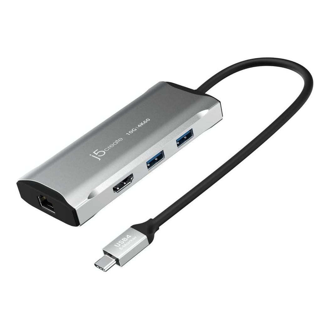 j5create JCD392 4K60 Elite USB-C® 10Gbps Travel Dock, Space Grey, Wired, USB 3.2 Gen 1 (3.1 Gen 1) Type-C, 100 W, 10,100,1000 Mbit/s, Grey, Space Grey