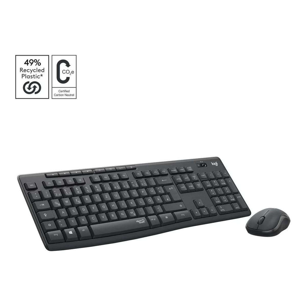 Logitech MK295 Silent Wireless Combo, Wireless, RF Wireless, QWERTZ, Graphite, Mouse included