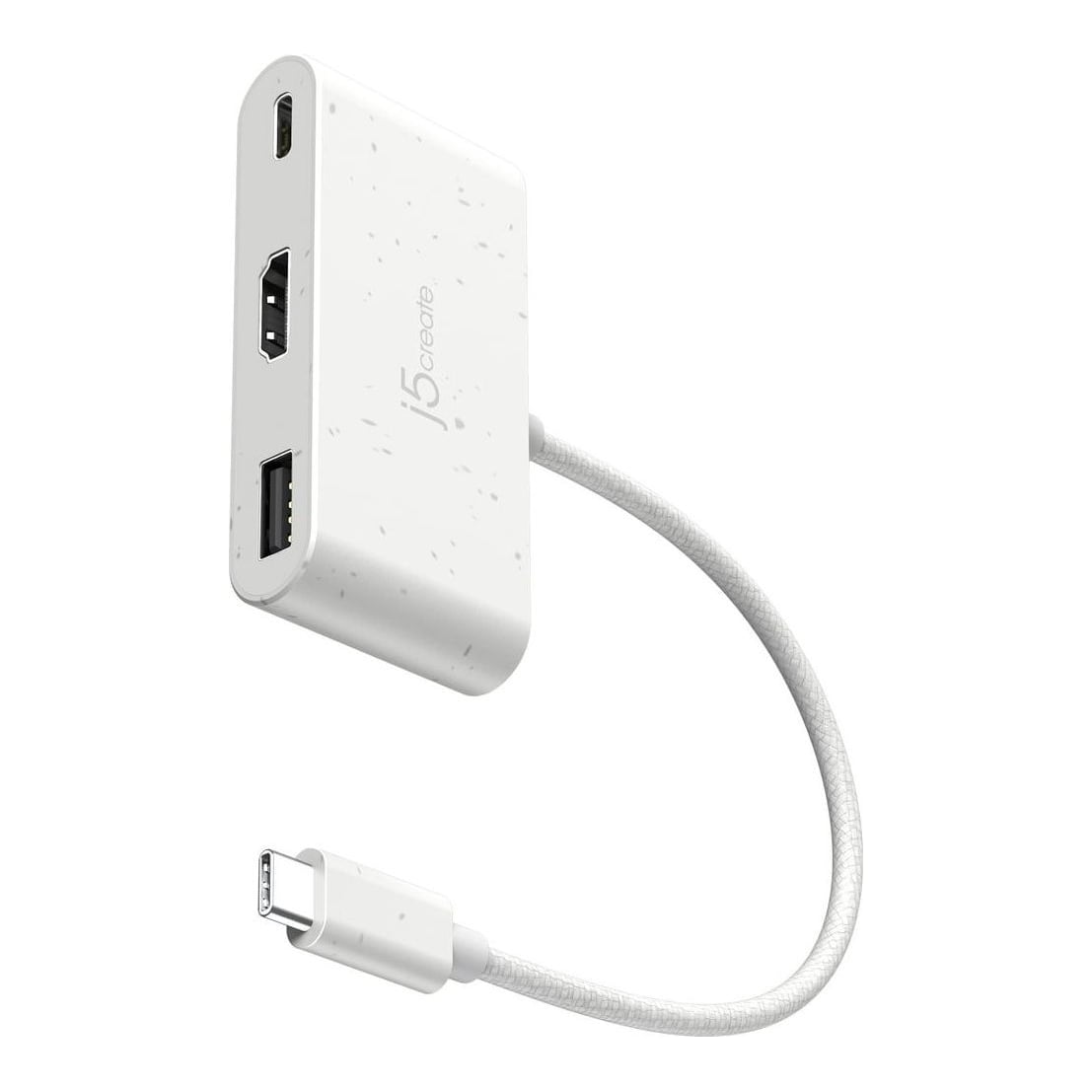 j5create JCA379EW - USB-C® to HDMI™ & USB™ Type-A with Power Delivery, USB Type-C, HDMI, USB 3.2 Gen 1 (3.1 Gen 1) Type-A, USB Type-C, 5000 Mbit/s, White, 100 W, • Available DisplayPort™ Alt Mode over USB-C® port for video output • Available USB™...