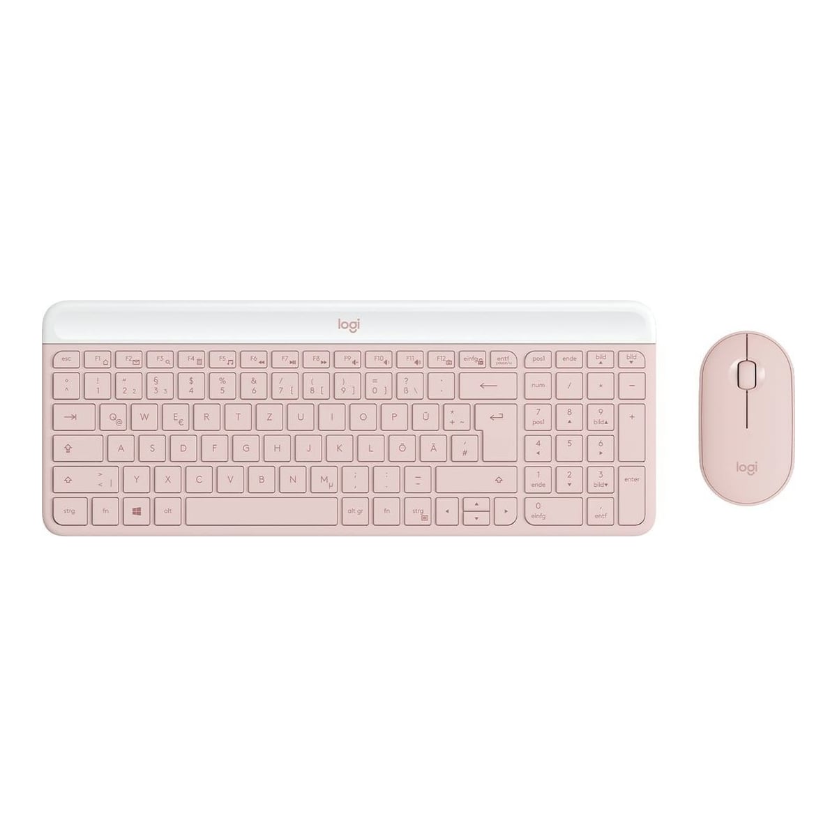 Logitech Slim Wireless Combo MK470, Mini, Wireless, RF Wireless, QWERTZ, Rose, Mouse included