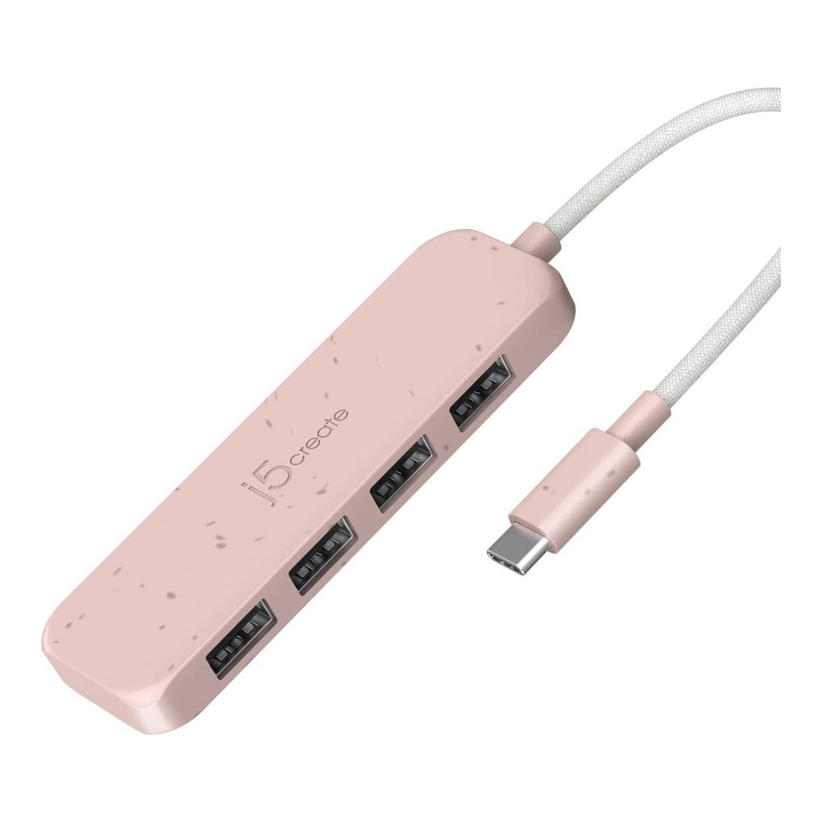 j5create Eco-Friendly USB-C to 4-Port Type-A Gen 2 Hub, USB 3.2 Gen 1 (3.1 Gen 1) Type-C, USB 3.2 Gen 2 (3.1 Gen 2) Type-A, 10000 Mbit/s, Rose, Acrylonitrile butadiene styrene (ABS), Recycled plastic, Taiwan