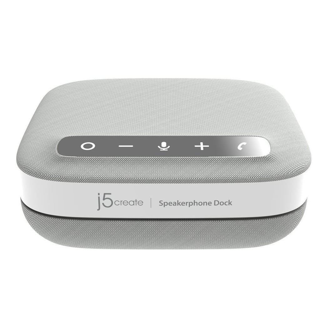 j5create USB-C 4K Speakerphone Dock, Wired, USB 3.2 Gen 1 (3.1 Gen 1) Type-C, 100 W, 10,100,1000 Mbit/s, Grey, White, 3840 x 2160 pixels
