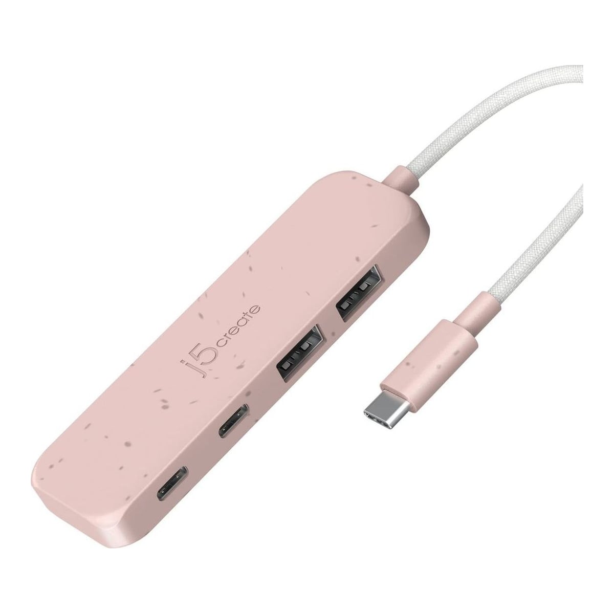 j5create Eco-Friendly USB-C to 4-Port Type-C & Type-A Gen 2 Hub, USB 3.2 Gen 1 (3.1 Gen 1) Type-C, USB 3.2 Gen 2 (3.1 Gen 2) Type-A, USB 3.2 Gen 2 (3.1 Gen 2) Type-C, 10000 Mbit/s, Rose, Acrylonitrile butadiene styrene (ABS), Recycled plastic, Taiwan