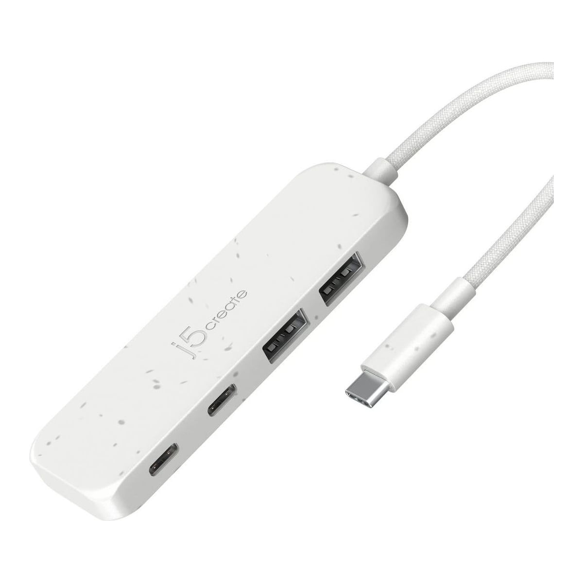 j5create Eco-Friendly USB-C to 4-Port Type-C & Type-A Gen 2 Hub, USB 3.2 Gen 1 (3.1 Gen 1) Type-C, USB 3.2 Gen 2 (3.1 Gen 2) Type-A, USB 3.2 Gen 2 (3.1 Gen 2) Type-C, 10000 Mbit/s, White, Acrylonitrile butadiene styrene (ABS), Recycled plastic, Taiwan