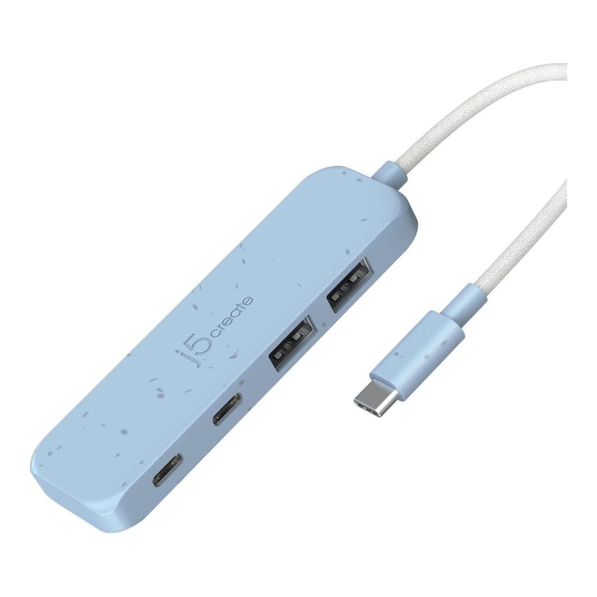 j5create Eco-Friendly USB-C to 4-Port Type-C & Type-A Gen 2 Hub, USB 3.2 Gen 1 (3.1 Gen 1) Type-C, USB 3.2 Gen 2 (3.1 Gen 2) Type-A, USB 3.2 Gen 2 (3.1 Gen 2) Type-C, 10000 Mbit/s, Cyan, Acrylonitrile butadiene styrene (ABS), Recycled plastic, Taiwan