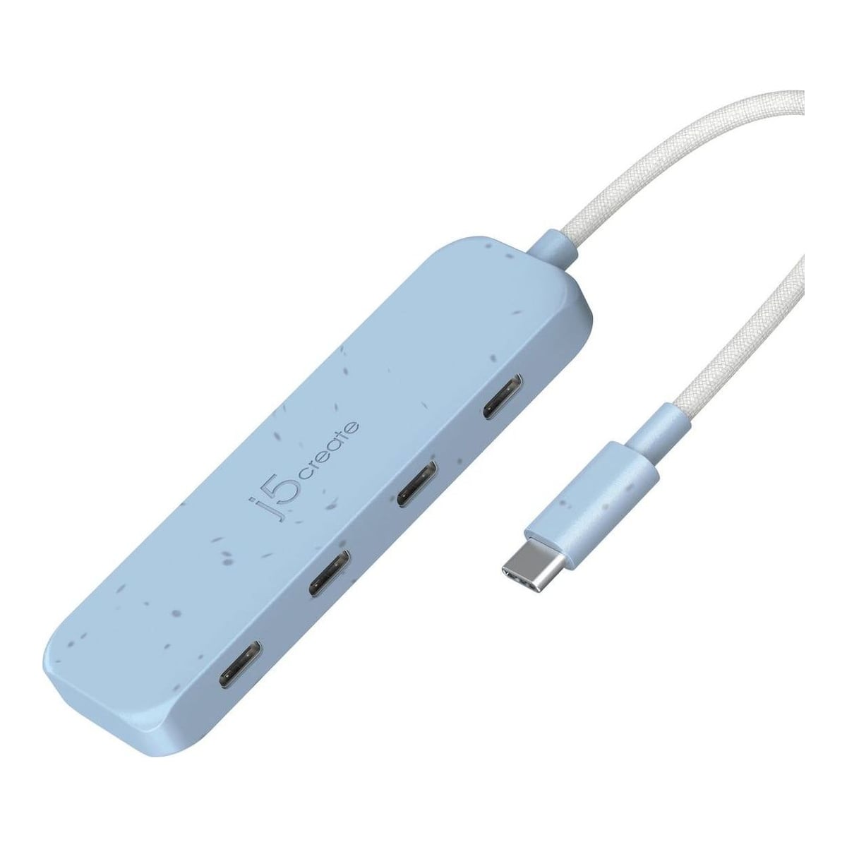 j5create Eco-Friendly USB-C to 4-Port Type-C Gen 2 Hub, USB 3.2 Gen 1 (3.1 Gen 1) Type-C, USB 3.2 Gen 2 (3.1 Gen 2) Type-C, 10000 Mbit/s, Cyan, Acrylonitrile butadiene styrene (ABS), Recycled plastic, Taiwan