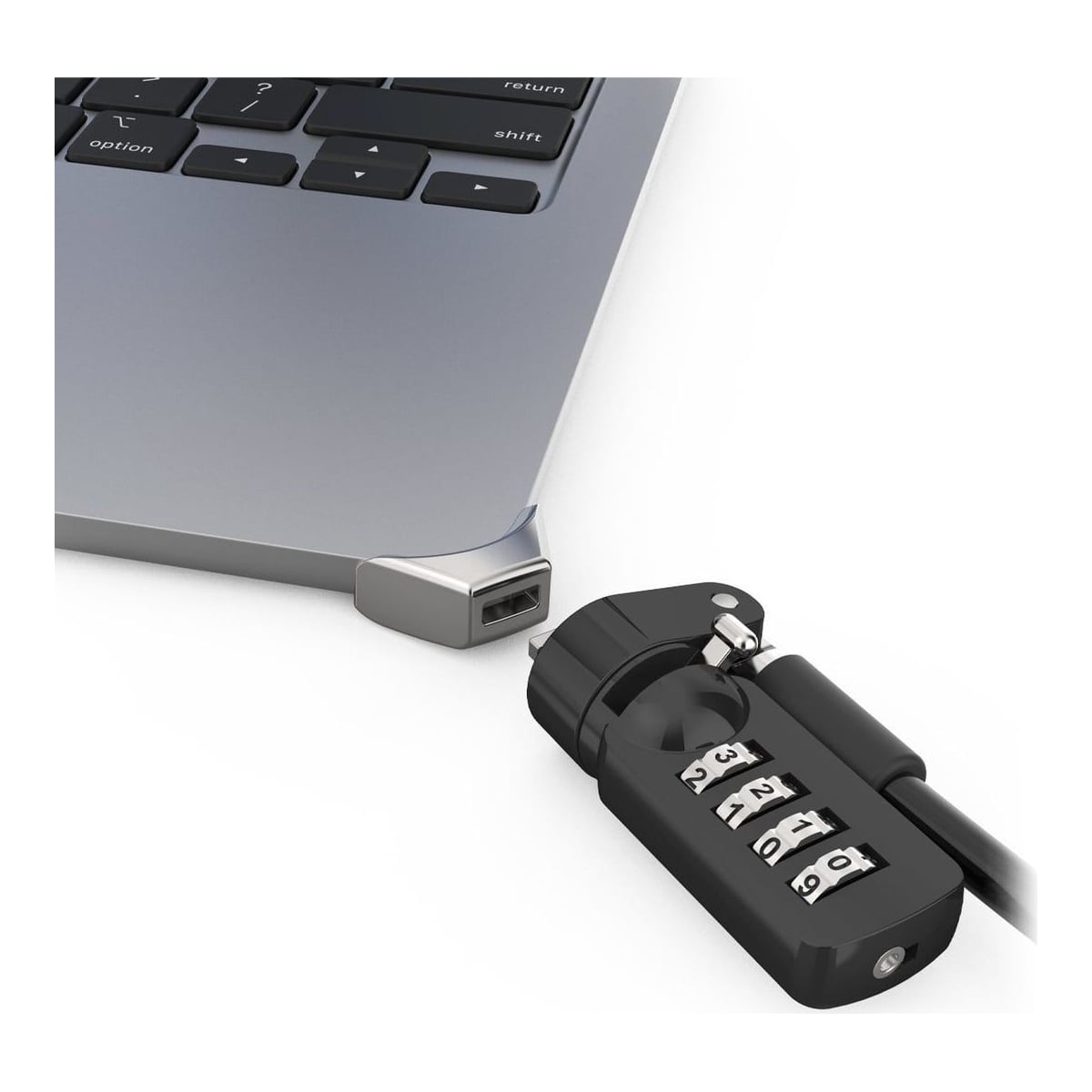 Compulocks Ledge adapter for MacBook Air 15" M2 and M3 with Combination Cable Lock, Latch, Silver