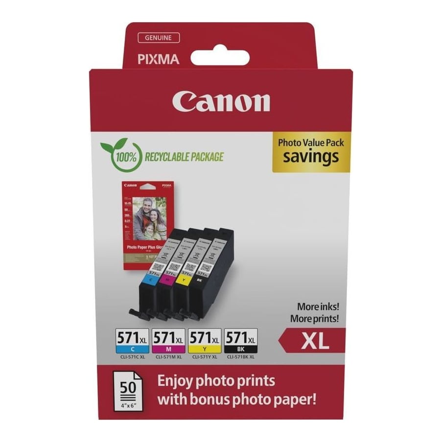 Canon 0332C006, High (XL) Yield, Black, Cyan, Magenta, Yellow, 4 pc(s), Photo value pack