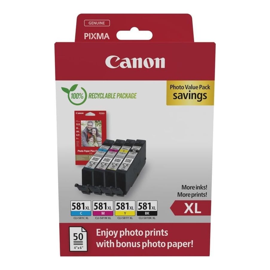 Canon 2052C006, High (XL) Yield, Black, Cyan, Magenta, Yellow, 8.3 ml, 8.3 ml, 4 pc(s), Photo value pack