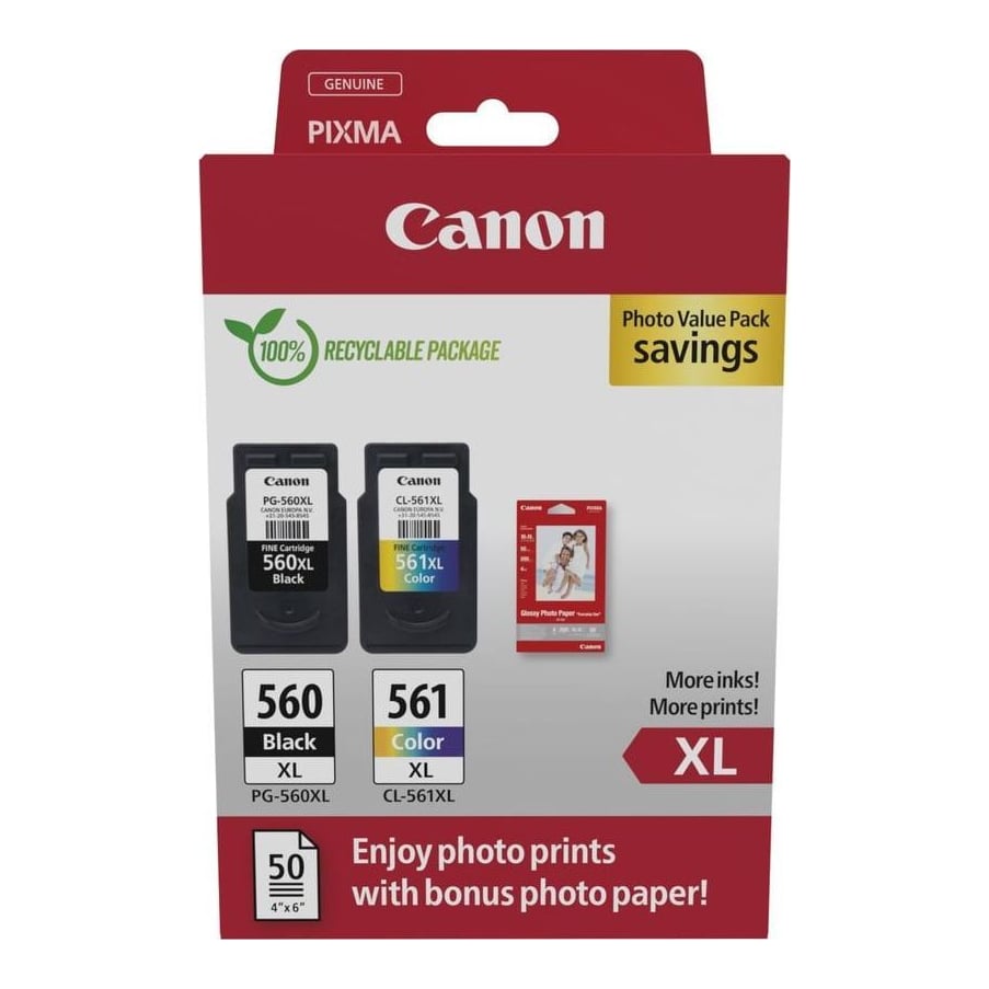 Canon 3712C008, High (XL) Yield, Black, Cyan, Magenta, Yellow, 2 pc(s), Photo value pack