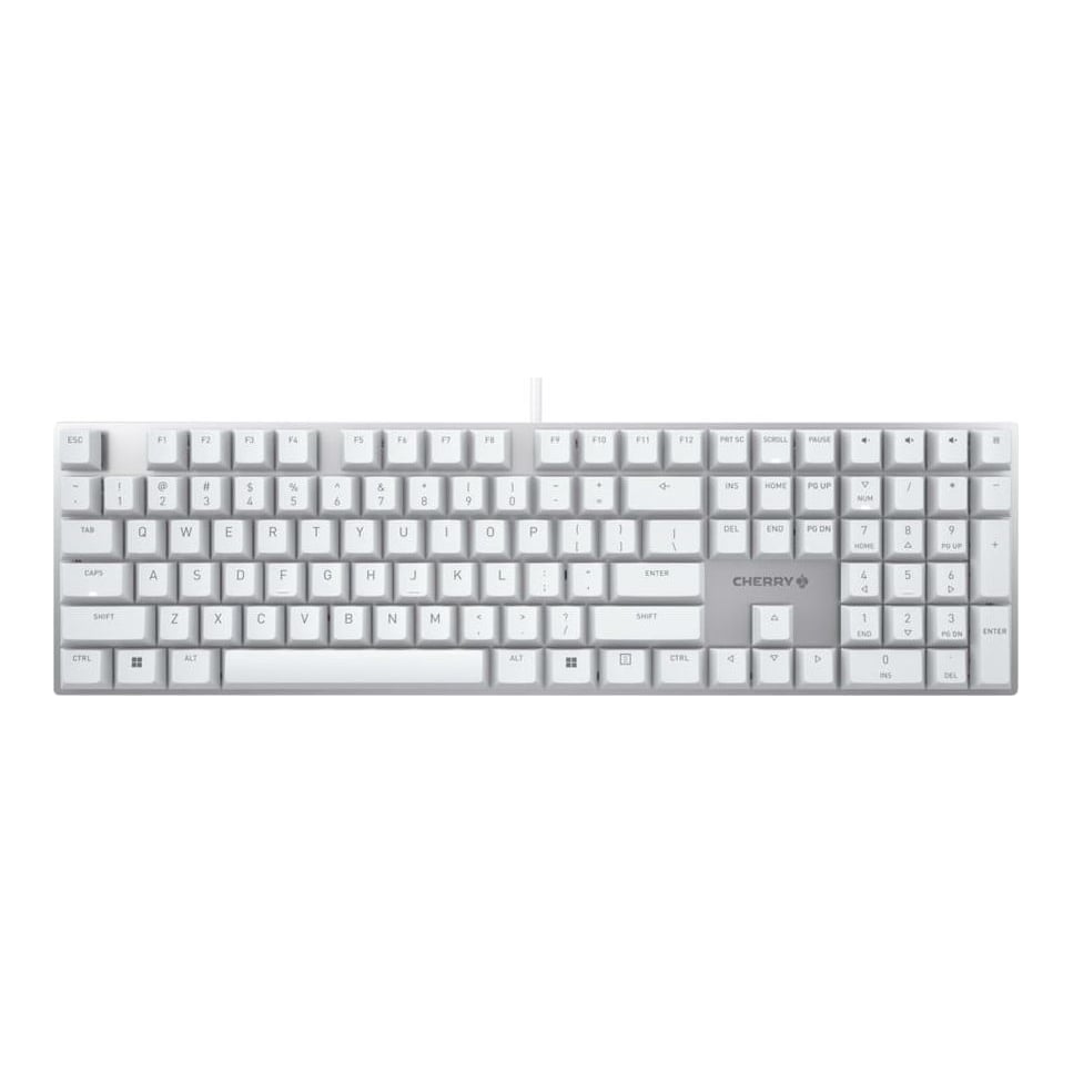 CHERRY KC 200 MX, Full-size (100%), Wired, USB, Mechanical, QWERTY, Silver, White