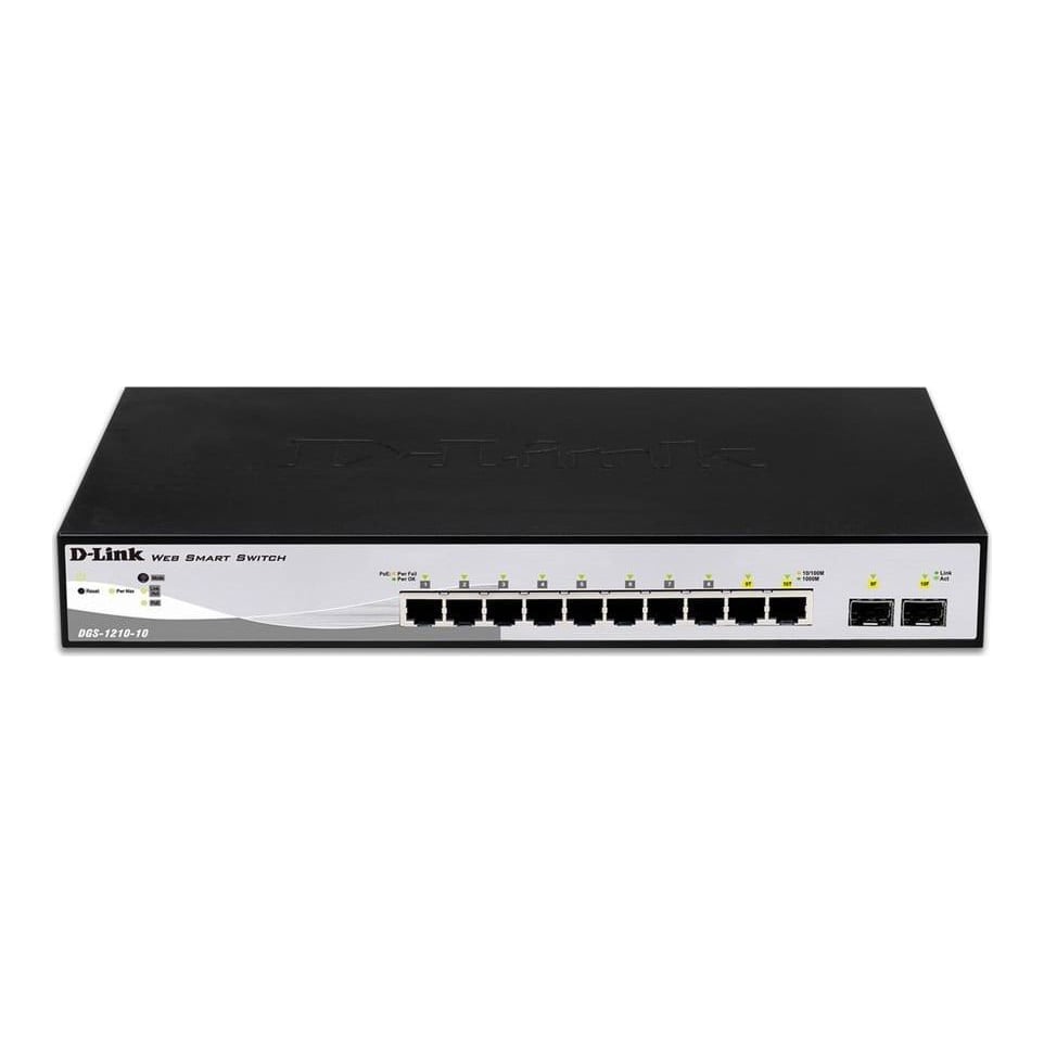D-Link DGS-1210-10, Managed, L2, Gigabit Ethernet (10/100/1000), Full duplex, Rack mounting, 1U